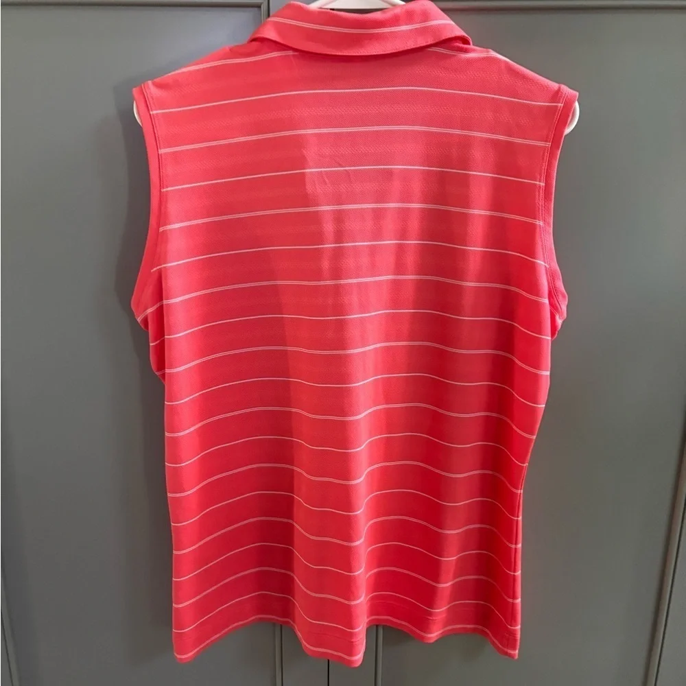 Nike golf orange sleeveless Polo Button Down Shirt lg